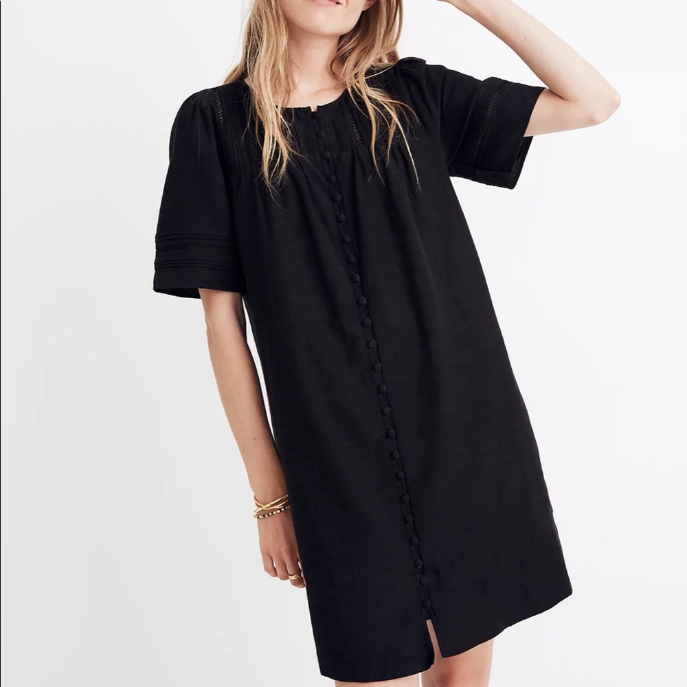 Madewell Pleated Button-Front Shift Dress